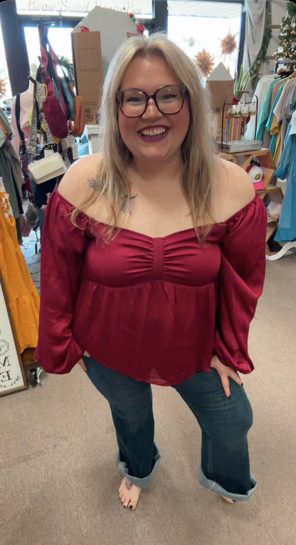 Burgundy Peplum Dress Top