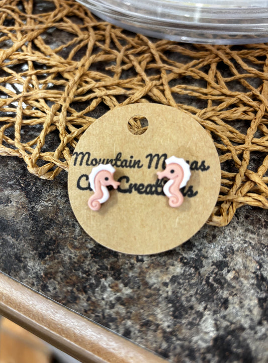 Seaside Seahorse Stud Clay Earrings