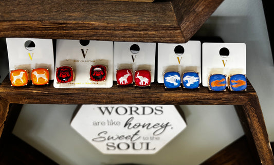 College Football Stud Earrings