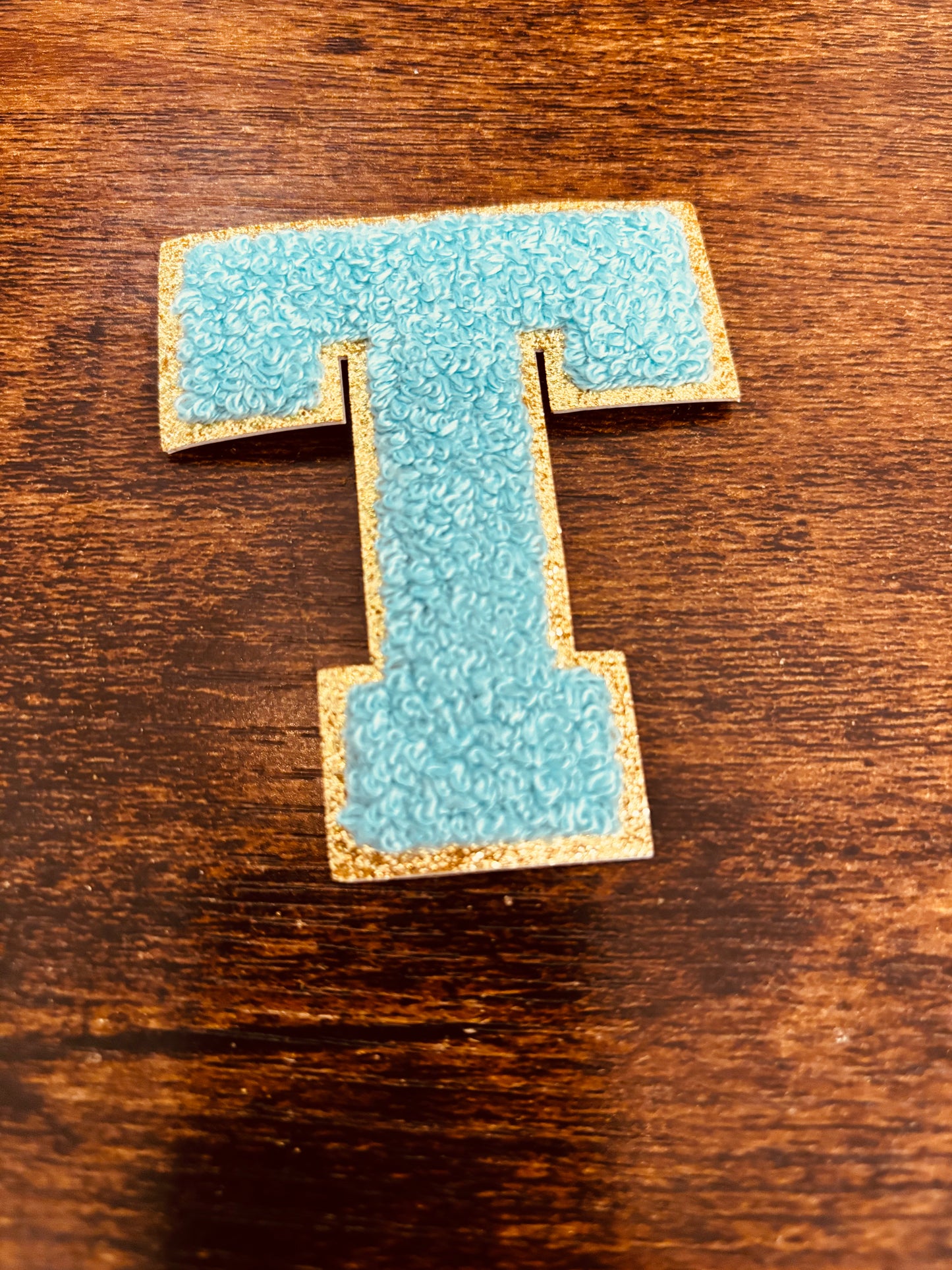 Teal/Gold 3.14 in Chenille Patch