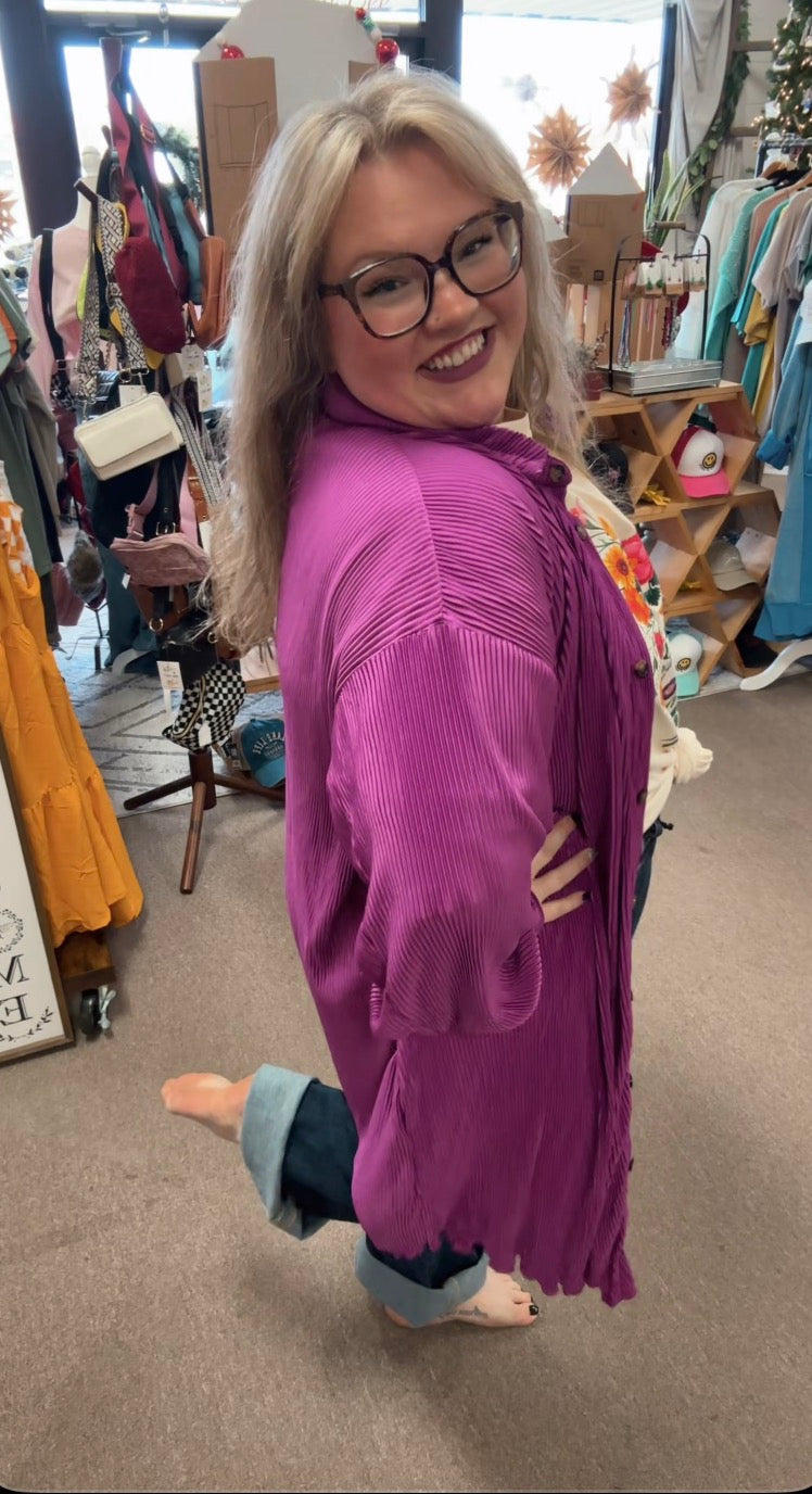Purple Shirt Dress with Belt