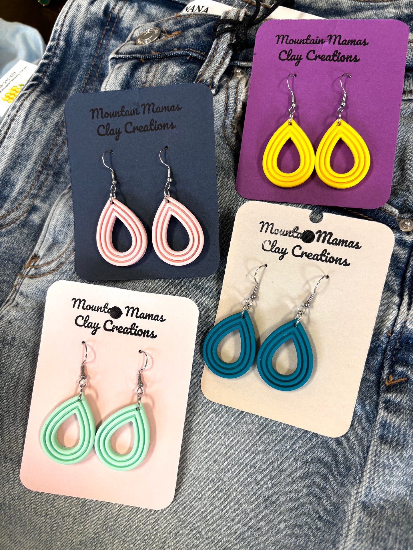 Teardrop Dangle Clay Earrings