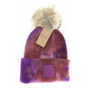 CC. Beanie Tie Dye Fur Pom Beanie