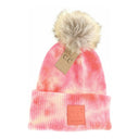 CC. Beanie Tie Dye Fur Pom Beanie