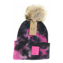 CC. Beanie Tie Dye Fur Pom Beanie