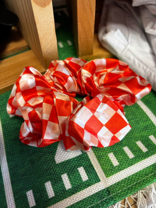 Checkered Silk Scrunchy