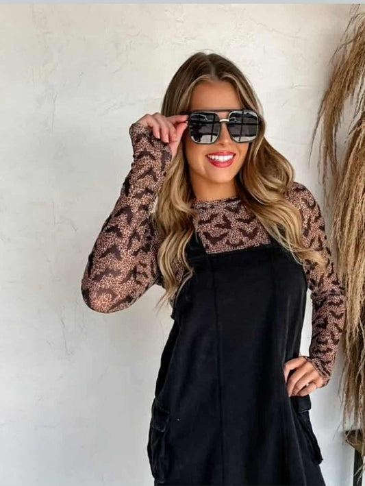 Bats and Cheetah Mesh Top