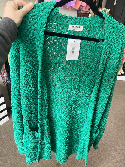 Puff Sleeve Popcorn Cardigan with Pockets