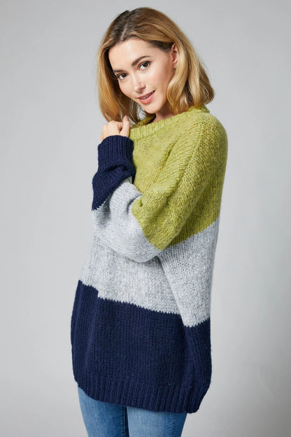 Plus Green, Navy & Grey Thick Sweater