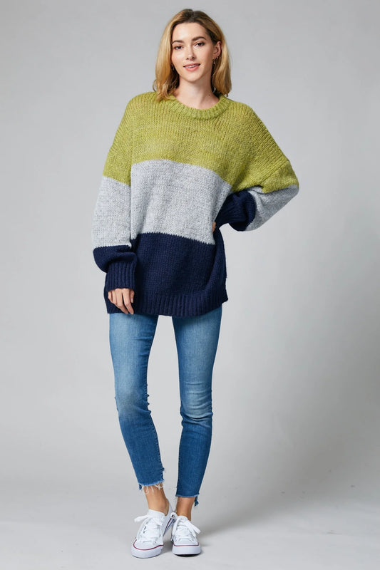 Plus Green, Navy & Grey Thick Sweater