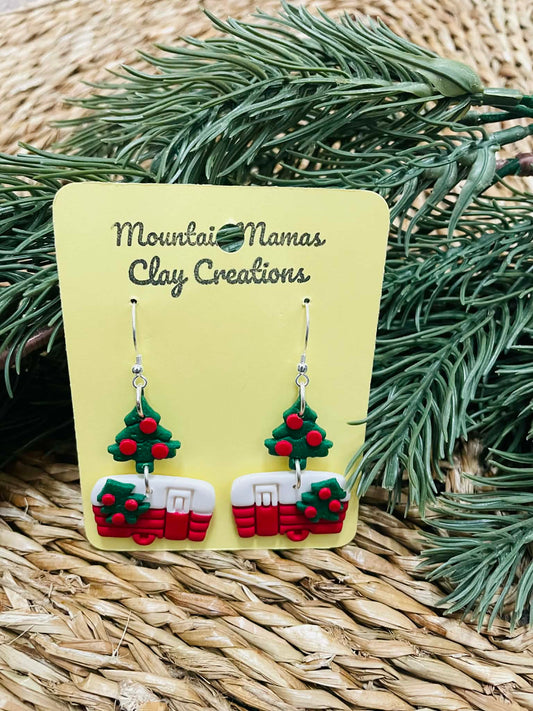 Clay Christmas Camper Earrings