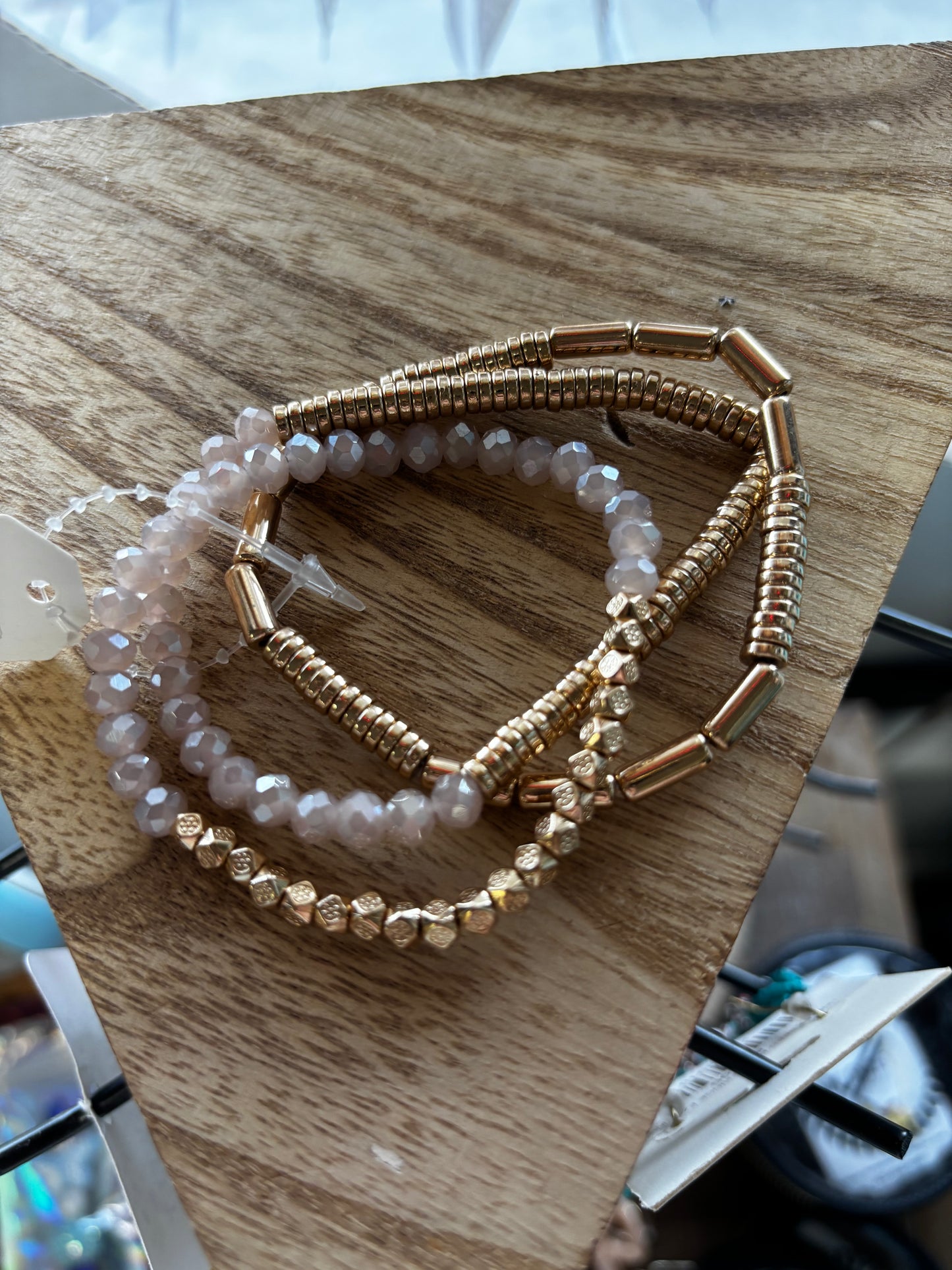 Goldtone Assorted Bead 3 piece bracelet set