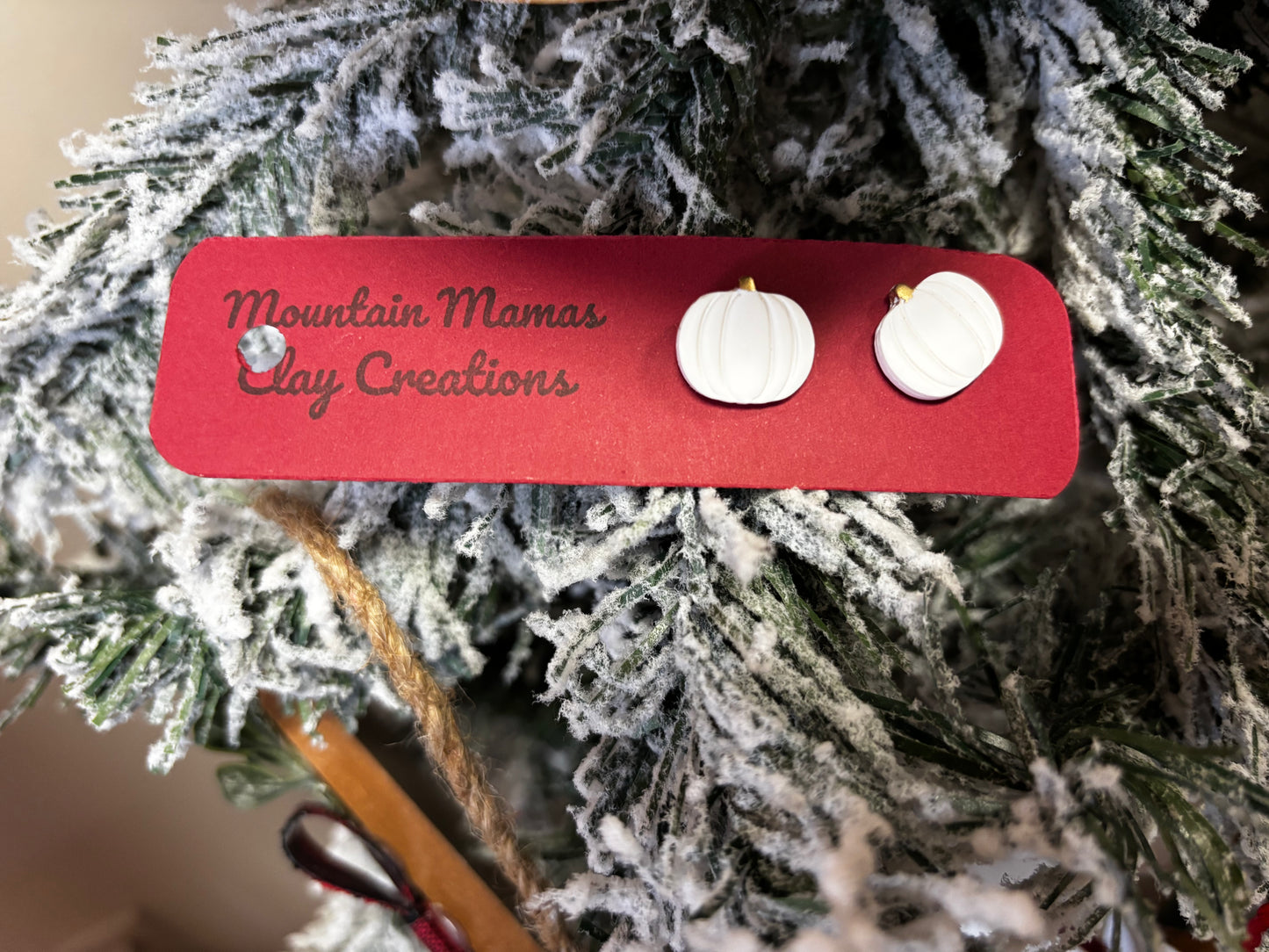 Clay Pumpkin Stud Earrings
