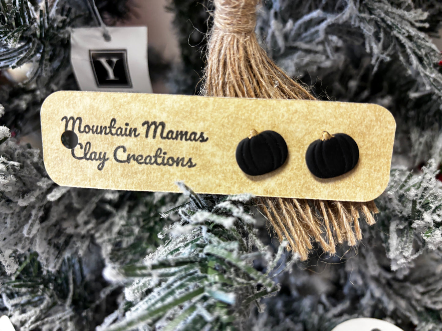 Clay Pumpkin Stud Earrings