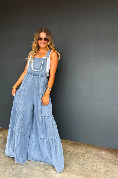 Boho and Lace Denim Overalls PREORDER TAT-ETA Late June