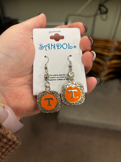 Tennessee Scroll and T Earrings