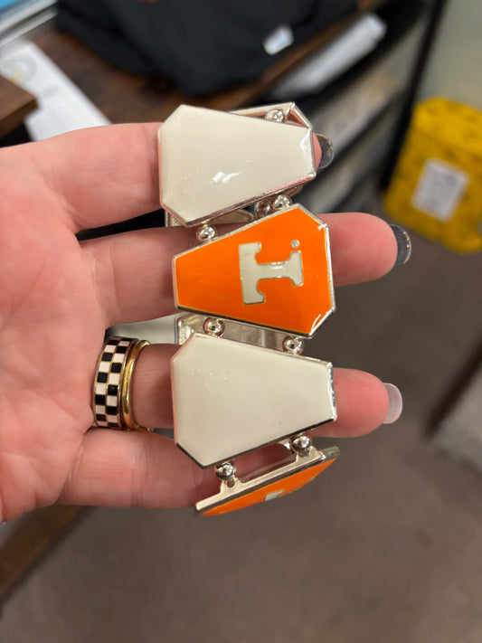Tennessee Orange and White 'T' Stretch Bracelet