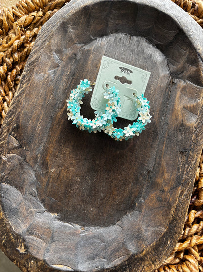 3D Floral Hoop Earrings