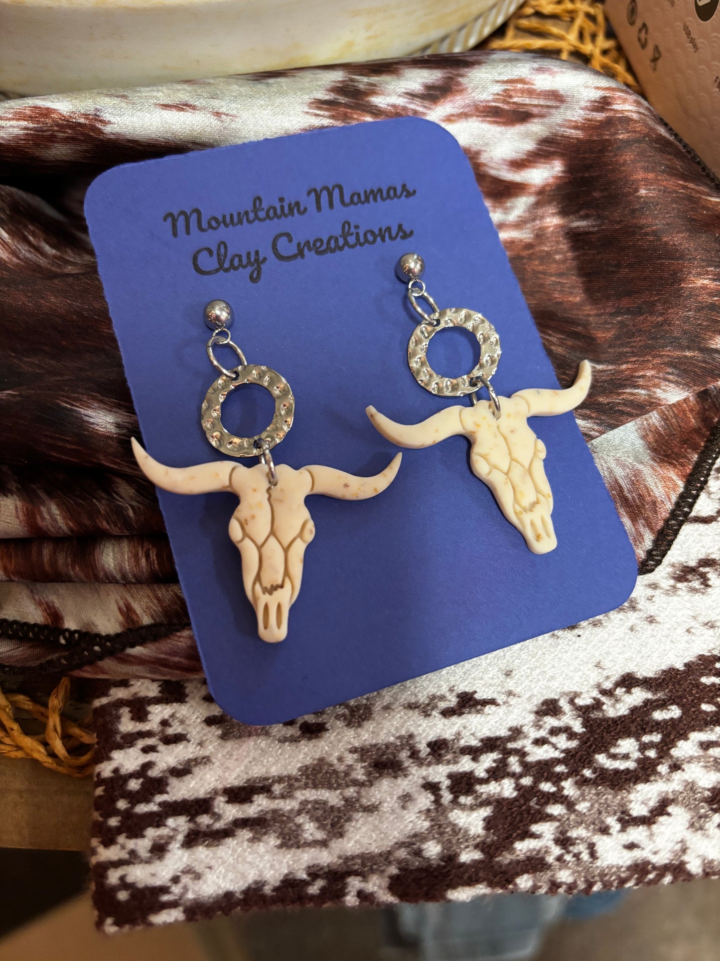 Skull Dangle Clay Earrings