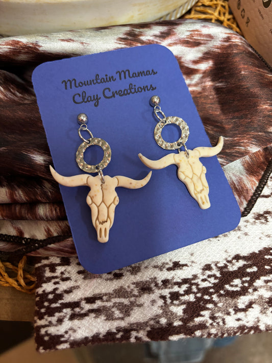 Skull Dangle Clay Earrings