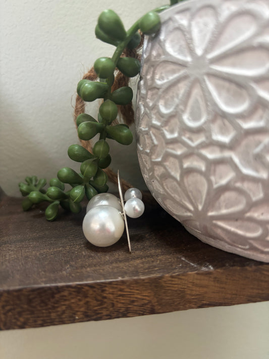 Double Faux Pearl Earrings