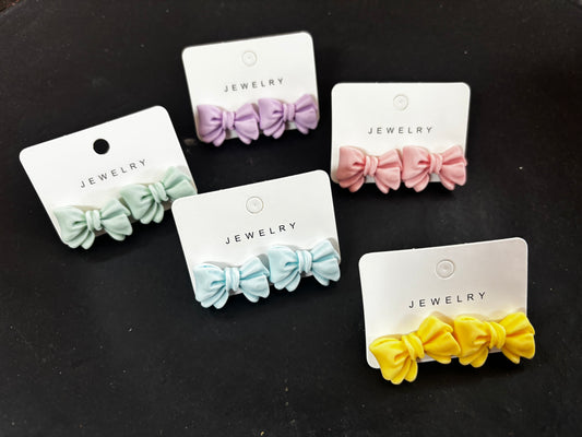 Pastel Bow Stud Earrings