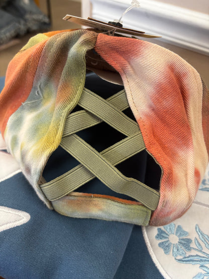 C.C. Tie Dye Criss Cross Ponytail Cap