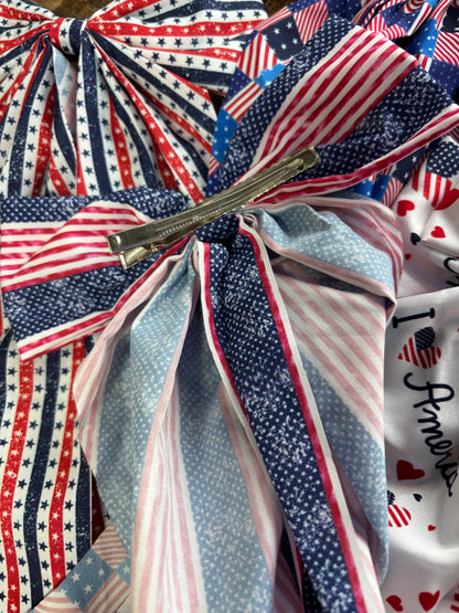 Patriotic Bow Hair Alligator Clip
