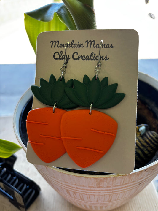 Statement Carrot Dangle Clay Earrings