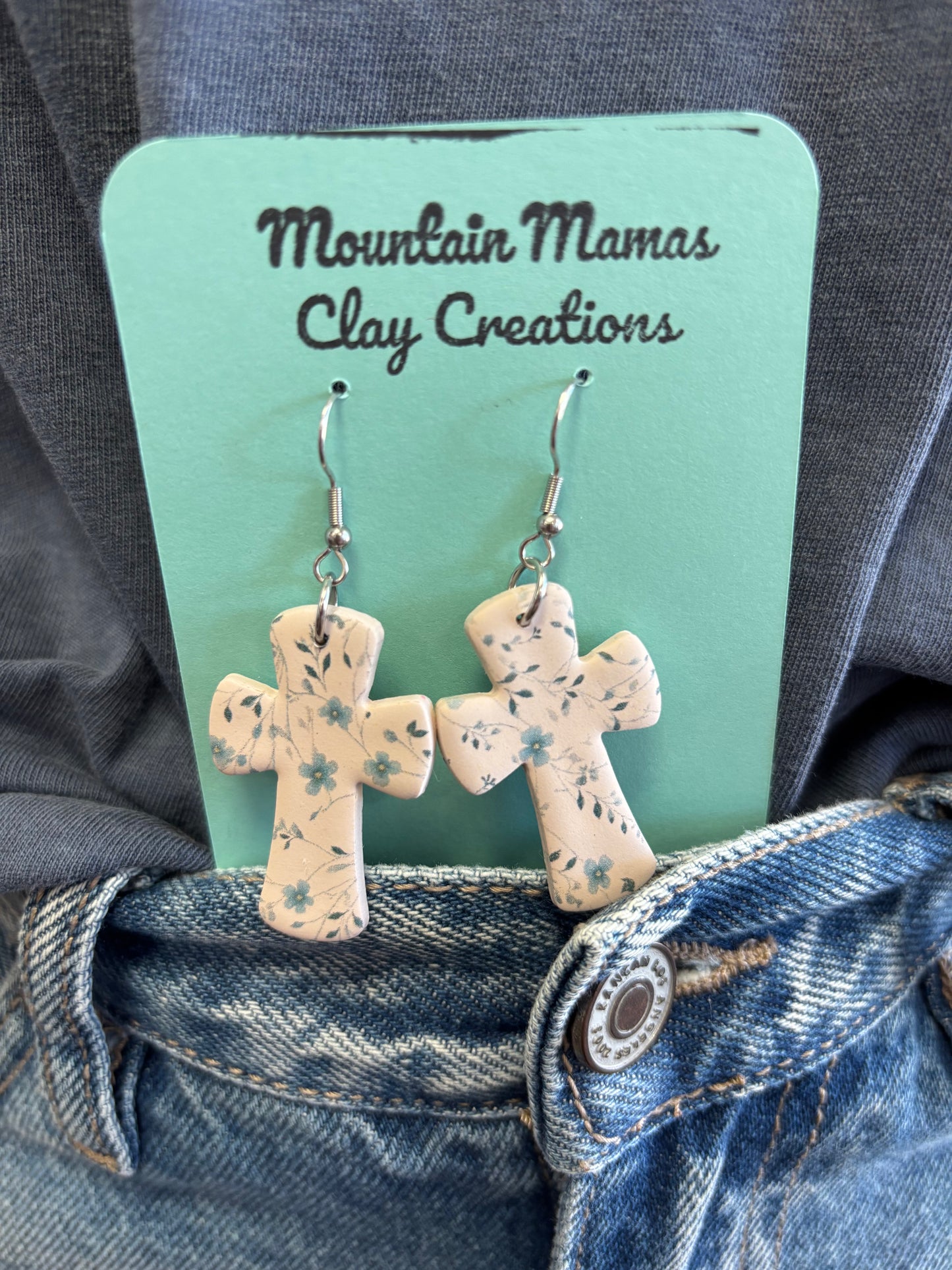 Cross Clay Earrings