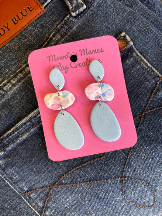 Lt. Blue Rock Dangle with Butterfly Clay Earrings