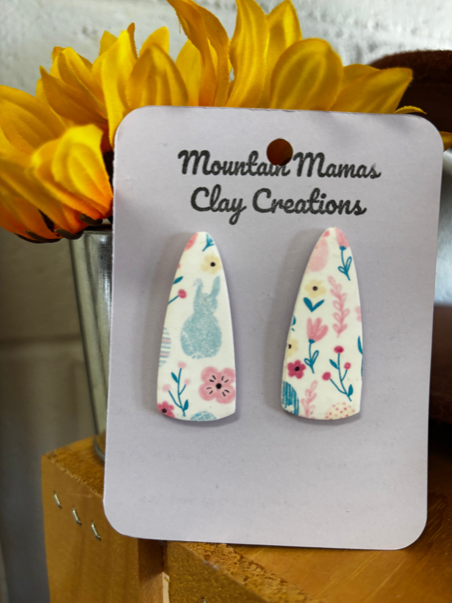 Long Easter Bullet Stud Clay Earrings