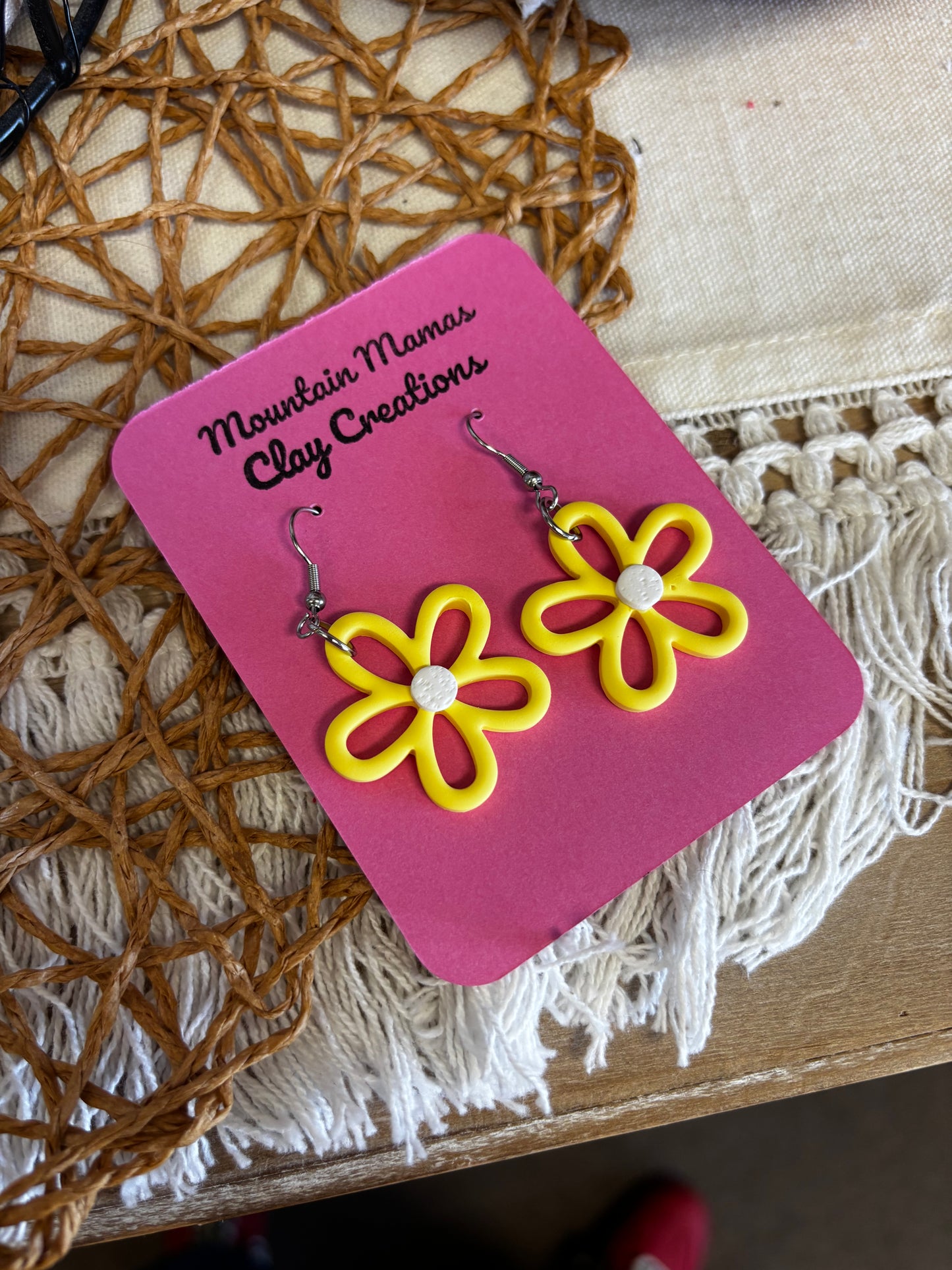 Stencil Daisy Clay Earrings