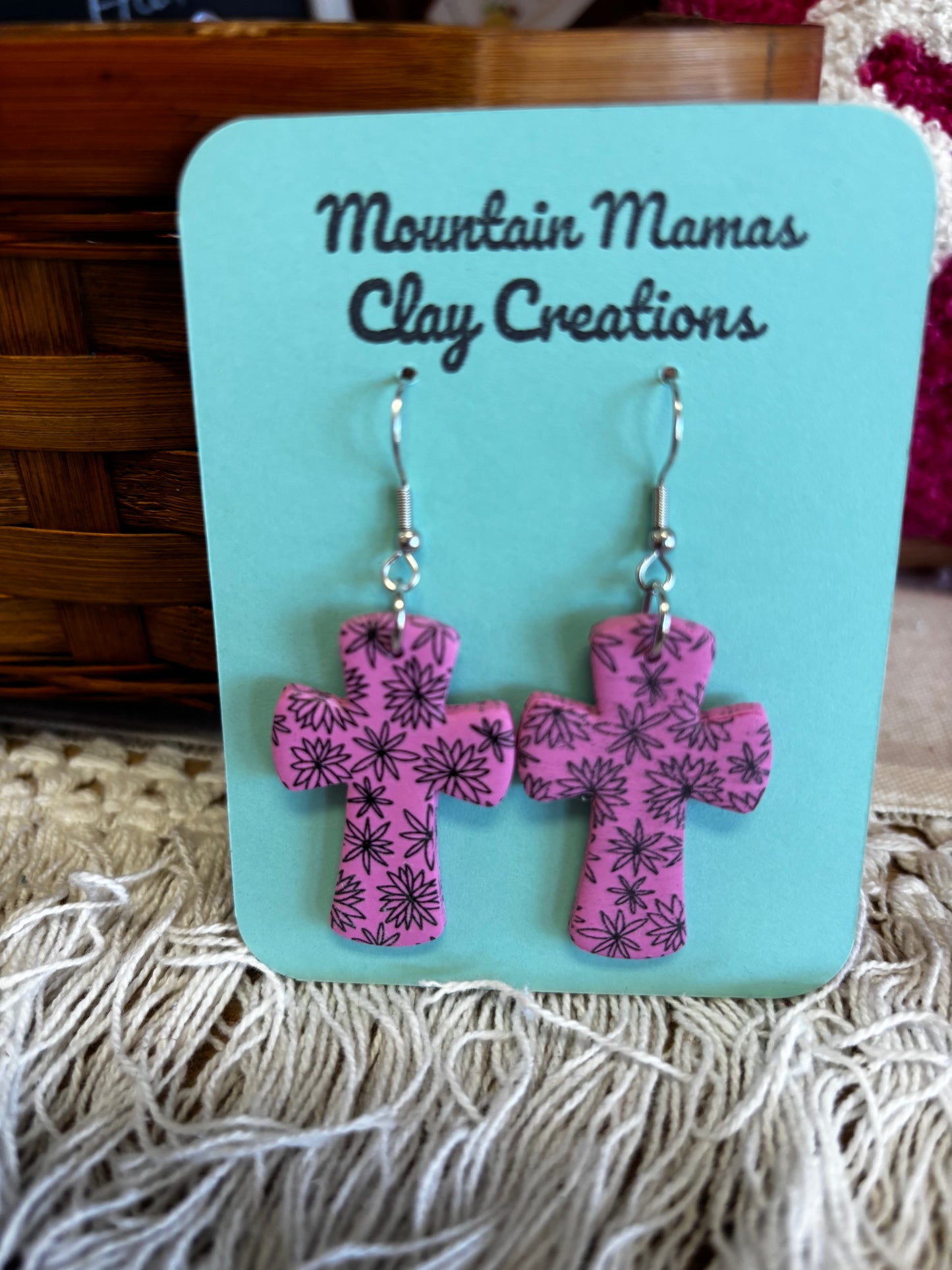 Cross Clay Earrings