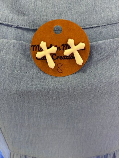 Cross Stud Clay Earrings