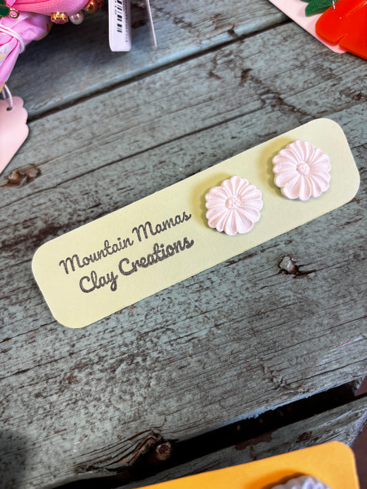 Spring Floral Stud Clay Earrings
