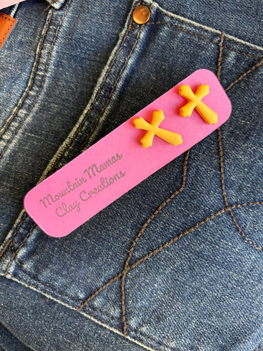 Cross Stud Clay Earrings