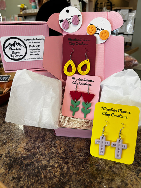 Hand Crafted Clay Monthly Earring Box-April