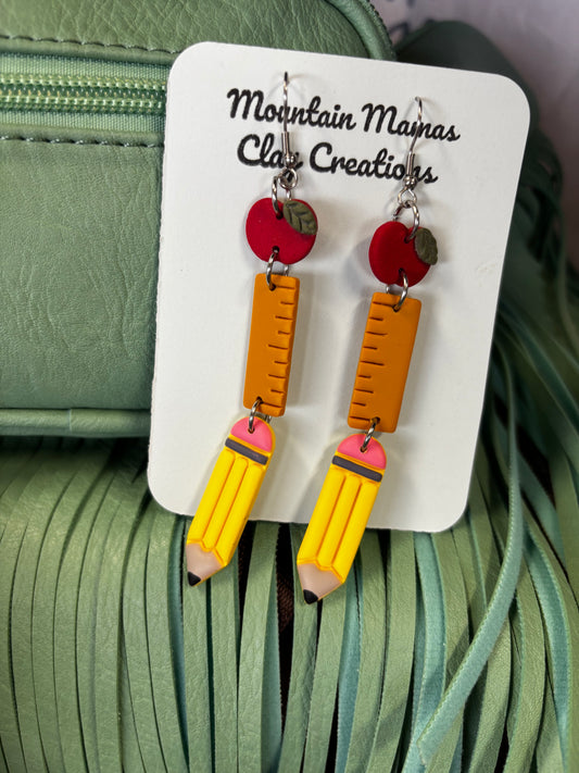 Statement Teacher Dangle Clay Earrings