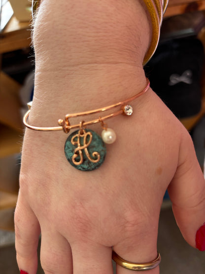 Rose Gold "H" Bangle Bracelet