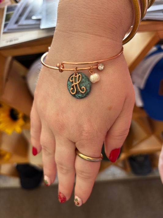 Rose Gold "H" Bangle Bracelet