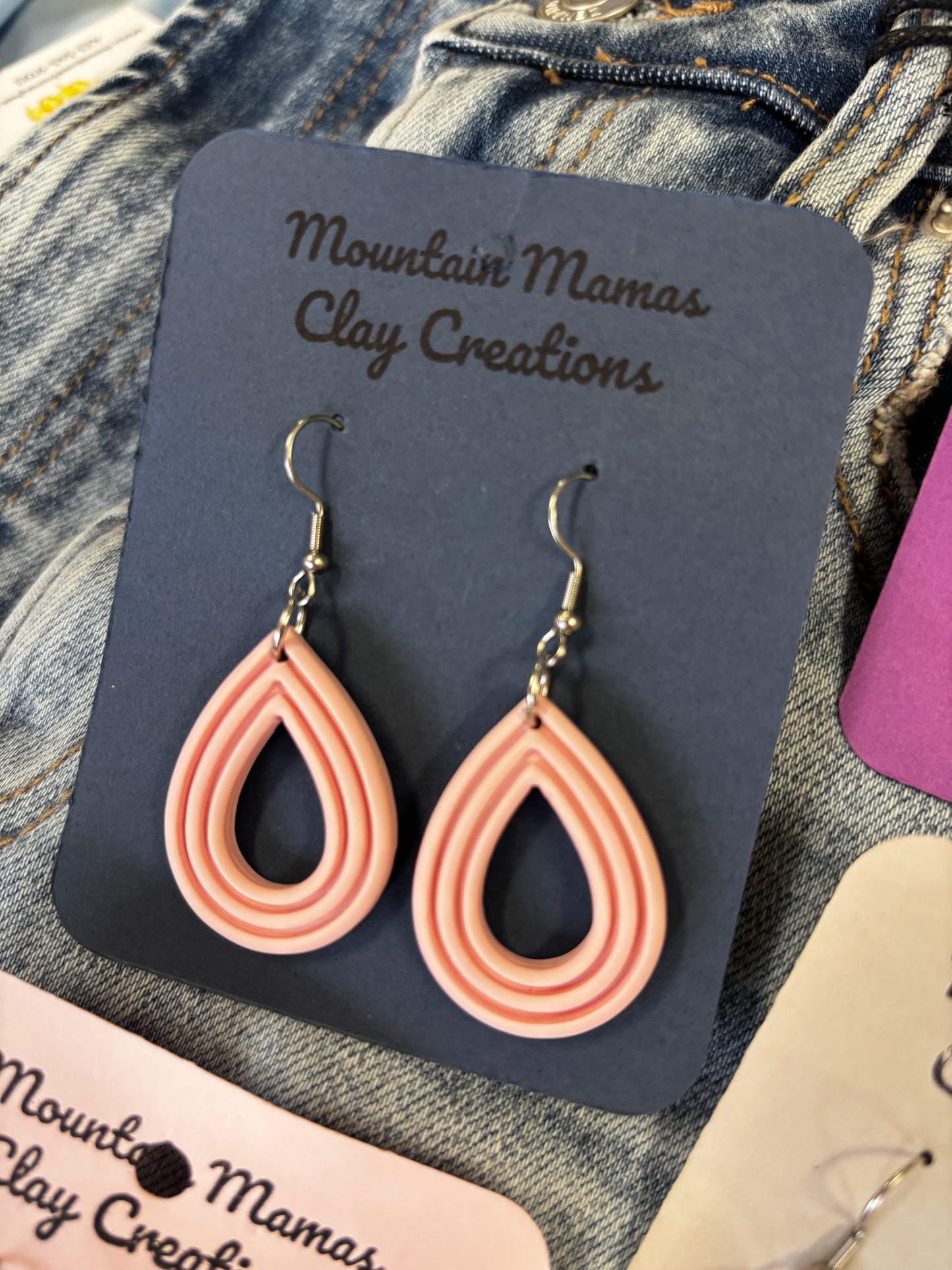 Teardrop Dangle Clay Earrings