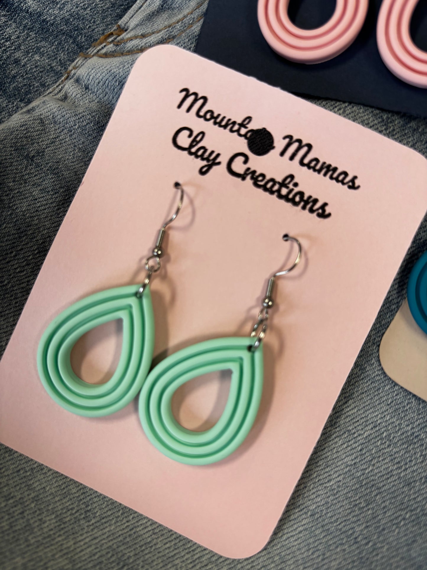 Teardrop Dangle Clay Earrings