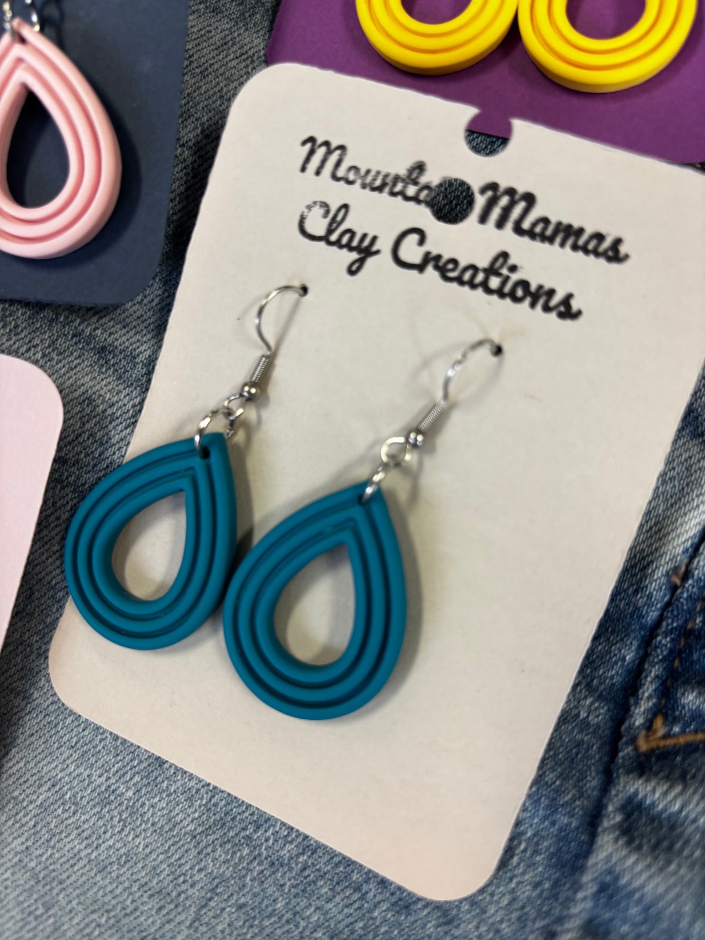 Teardrop Dangle Clay Earrings