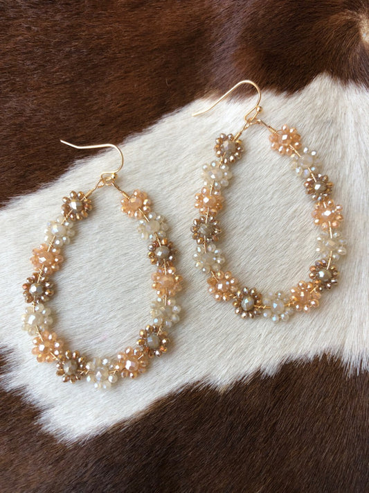 Seed Beaded Flower Earrings