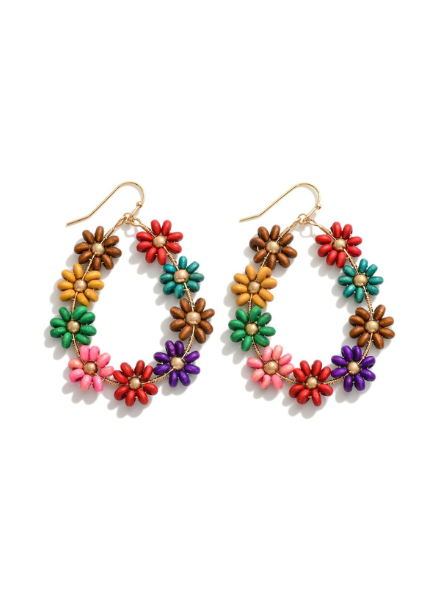 Seed Beaded Flower Earrings