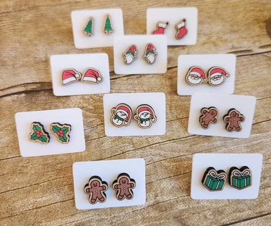 Wooden Christmas Studs