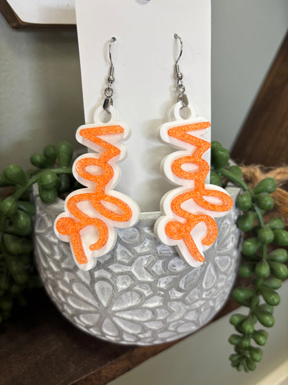 Script Acrylic Team Dangle Earrings