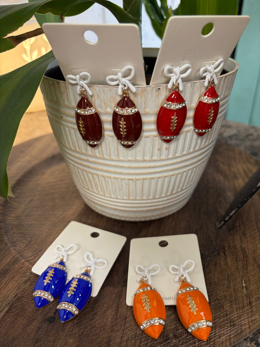 Bows and Football Dangle Earrings