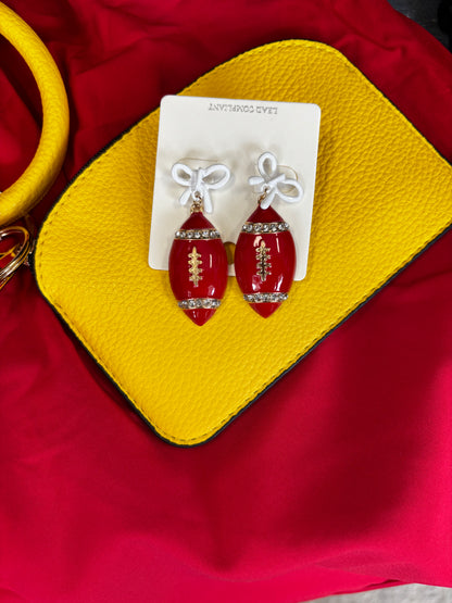 Bows and Football Dangle Earrings